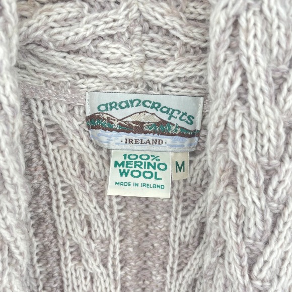 Aran Crafts Cardigan Sweater Women Ireland Merino Wool Neutral LONG Edge to Edge - Picture 3 of 16